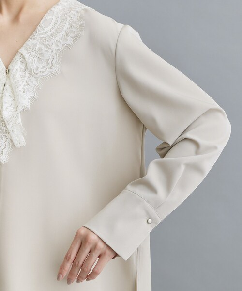 OPAQUE.CLIP(オペークドットクリップ)の「【es】ヒゲレースVネックブラウス【洗濯機OK】(シャツ/ブラウス・レディース・ブラック/ベージュ・36/38/40)」の15枚目の写真