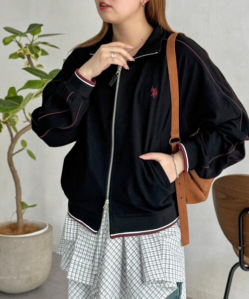 U.S. POLO ASSN.(ユーエスポロアッスン)の「鹿の子トラックジャケット(ブルゾン・レディース・ブラウン/ネイビー/ブラック/グレー・FREE)」の3枚目の写真