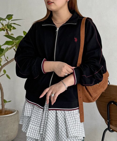 U.S. POLO ASSN.(ユーエスポロアッスン)の「鹿の子トラックジャケット(ブルゾン・レディース・ブラウン/ネイビー/ブラック/グレー・FREE)」の5枚目の写真