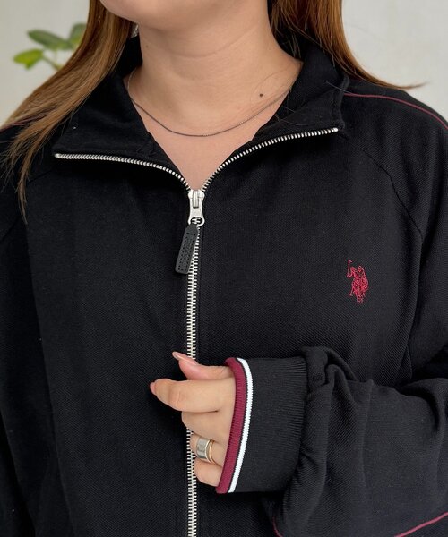 U.S. POLO ASSN.(ユーエスポロアッスン)の「鹿の子トラックジャケット(ブルゾン・レディース・ブラウン/ネイビー/ブラック/グレー・FREE)」の10枚目の写真