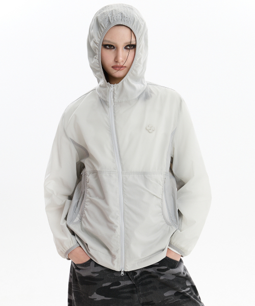 HOODHOOD(フッドフッド)の「クローバーカラーブロックシアーリップストップウィンドブレーカーグレー(ナイロンジャケット・レディース・その他・1/2/3)」の10枚目の写真