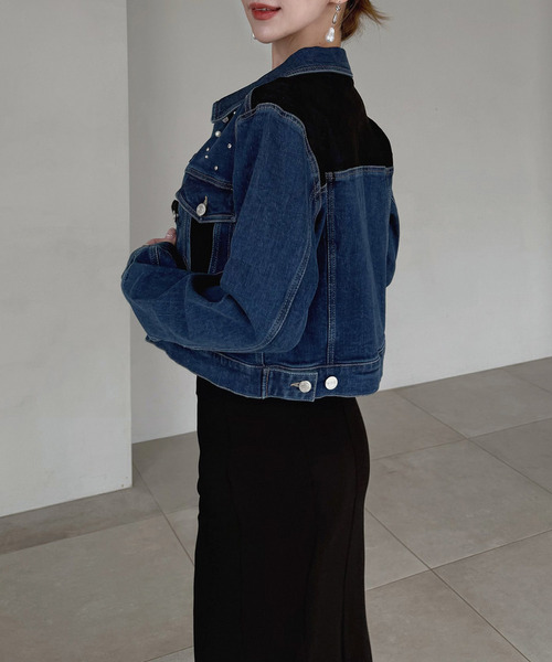 ROYAL PARTY（ロイヤルパーティー）の「liberty デニムコンパクトジャケット（デニムジャケット・レディース・インディゴブルー/ブルー・FREE）」の5枚目の写真