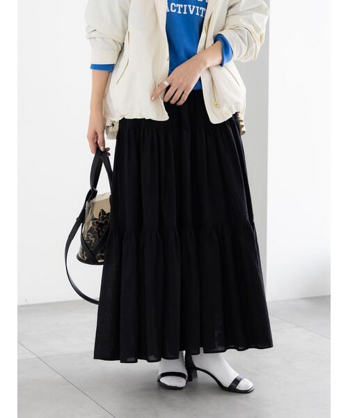 Te chichi（テチチ）の「コットンボイルティアードスカート《2026 spring catalog item》（スカート・レディース・ブラック/オフホワイト/グリーン・F）」の2枚目の写真