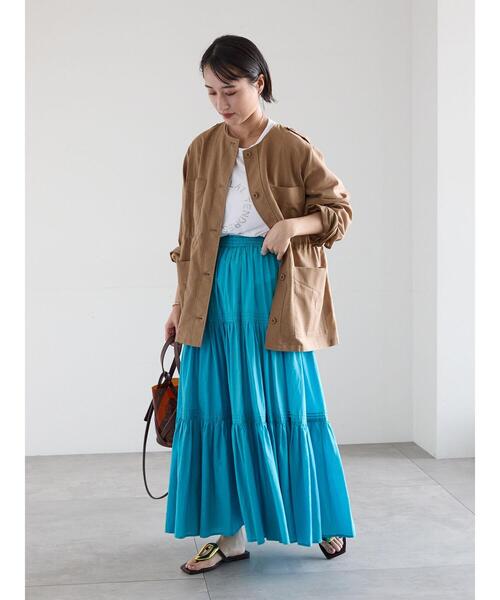 Te chichi（テチチ）の「コットンボイルティアードスカート《2026 spring catalog item》（スカート・レディース・ブラック/オフホワイト/グリーン・F）」の16枚目の写真