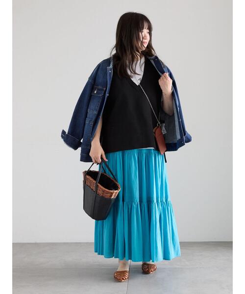 Te chichi（テチチ）の「コットンボイルティアードスカート《2026 spring catalog item》（スカート・レディース・ブラック/オフホワイト/グリーン・F）」の18枚目の写真