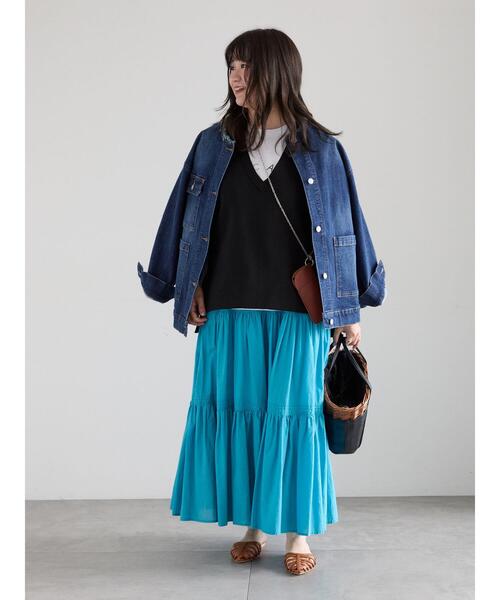 Te chichi（テチチ）の「コットンボイルティアードスカート《2026 spring catalog item》（スカート・レディース・ブラック/オフホワイト/グリーン・F）」の19枚目の写真