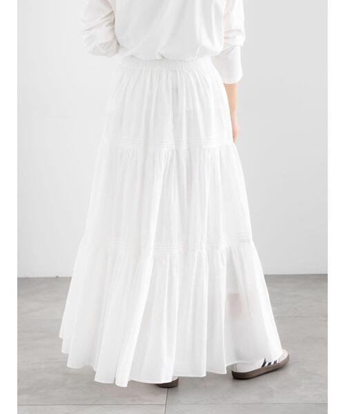 Te chichi（テチチ）の「コットンボイルティアードスカート《2026 spring catalog item》（スカート・レディース・ブラック/オフホワイト/グリーン・F）」の4枚目の写真