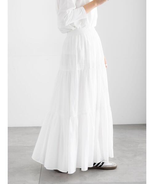 Te chichi（テチチ）の「コットンボイルティアードスカート《2026 spring catalog item》（スカート・レディース・ブラック/オフホワイト/グリーン・F）」の5枚目の写真