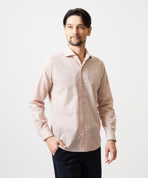 MICHEL KLEIN HOMME (ミッシェルクランオム)の「コットンウェーブ長袖シャツ(シャツ/ブラウス・メンズ・ライトブルー/ネイビー/ピンク・MEDIUM/LARGE/X-LARGE)」の3枚目の写真