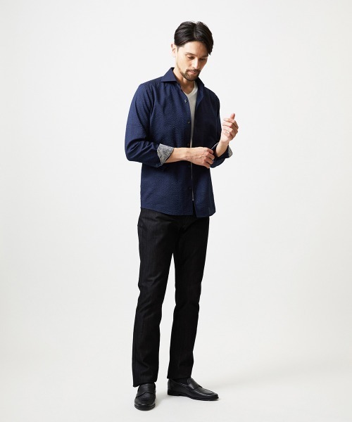 MICHEL KLEIN HOMME (ミッシェルクランオム)の「コットンウェーブ長袖シャツ(シャツ/ブラウス・メンズ・ライトブルー/ネイビー/ピンク・MEDIUM/LARGE/X-LARGE)」の15枚目の写真