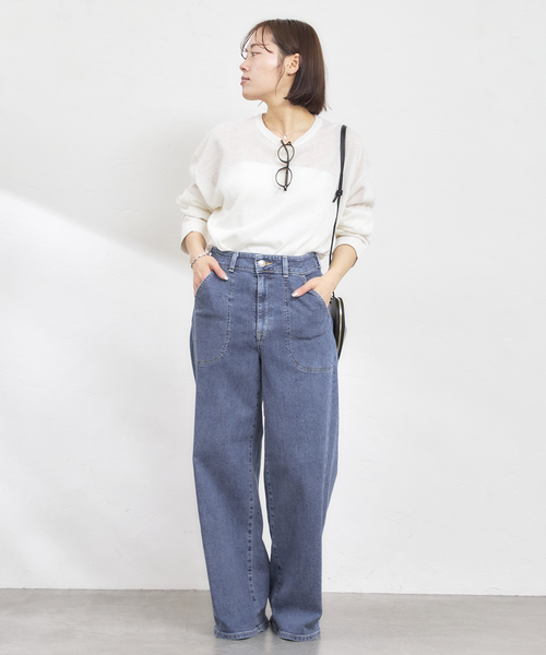 U by SPICK&SPAN(ユーバイスピックアンドスパン)の「SOMETHING / サムシング LISA LACE UP WIDE(デニムパンツ・レディース・ネイビー/ブルー/ホワイト・X-SMALL/SMALL/MEDIUM/LARGE)」の10枚目の写真