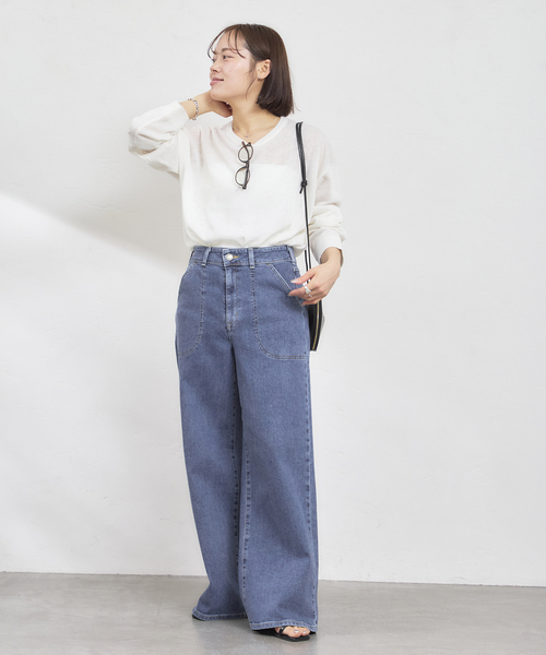 U by SPICK&SPAN(ユーバイスピックアンドスパン)の「SOMETHING / サムシング LISA LACE UP WIDE(デニムパンツ・レディース・ネイビー/ブルー/ホワイト・X-SMALL/SMALL/MEDIUM/LARGE)」の13枚目の写真