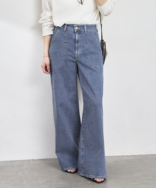 U by SPICK&SPAN(ユーバイスピックアンドスパン)の「SOMETHING / サムシング LISA LACE UP WIDE(デニムパンツ・レディース・ネイビー/ブルー/ホワイト・X-SMALL/SMALL/MEDIUM/LARGE)」の14枚目の写真