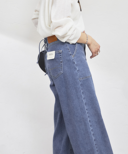 U by SPICK&SPAN(ユーバイスピックアンドスパン)の「SOMETHING / サムシング LISA LACE UP WIDE(デニムパンツ・レディース・ネイビー/ブルー/ホワイト・X-SMALL/SMALL/MEDIUM/LARGE)」の15枚目の写真