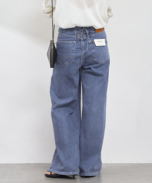 U by SPICK&SPAN(ユーバイスピックアンドスパン)の「SOMETHING / サムシング LISA LACE UP WIDE(デニムパンツ・レディース・ネイビー/ブルー/ホワイト・X-SMALL/SMALL/MEDIUM/LARGE)」の17枚目の写真
