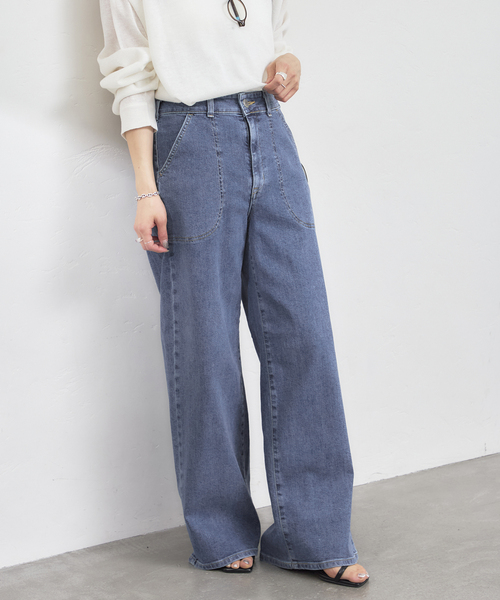 U by SPICK&SPAN(ユーバイスピックアンドスパン)の「SOMETHING / サムシング LISA LACE UP WIDE(デニムパンツ・レディース・ネイビー/ブルー/ホワイト・X-SMALL/SMALL/MEDIUM/LARGE)」の18枚目の写真