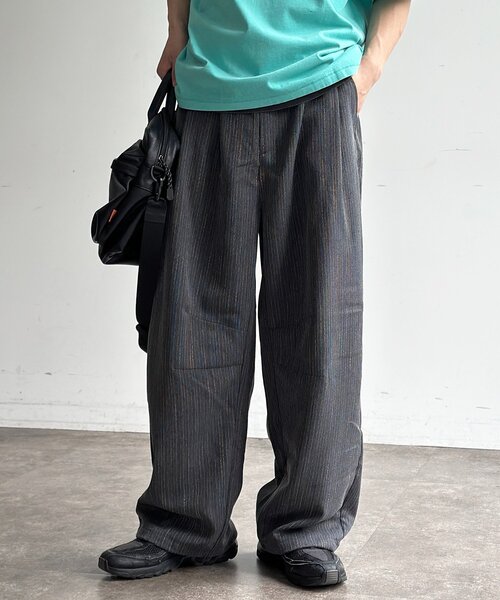 CPCM(シーピーシーエム)の「ヘリンボーンバレルイージースラックス(その他パンツ・メンズ・ブラック/グレー/チャコールグレー/ネイビー・MEDIUM/LARGE)」の3枚目の写真