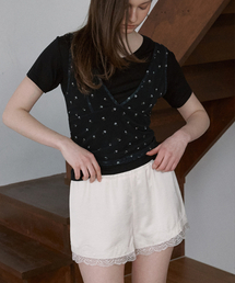 SIGREAT（シグレート）の「レースミックスフルイドサテンショーツ_アイボリー（その他パンツ）」