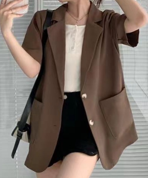 NANEA(ナネア)の「半袖ジャケット(シャツ/ブラウス・レディース・ブラック/アイボリー/ブラウン・フリー)」の19枚目の写真