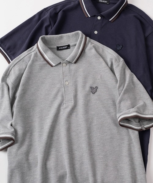 LYLE&SCOTT（ライルアンドスコット）の「【71】【LYLE & SCOTT/ライル&スコット】ワンポイント刺繍 鹿の子 リブライン ポロシャツ（ポロシャツ・メンズ・グレー/ブラック/グリーン/ホワイト/ネイビー/ピンク・M/XL/L）」の3枚目の写真