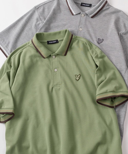 LYLE&SCOTT（ライルアンドスコット）の「【71】【LYLE & SCOTT/ライル&スコット】ワンポイント刺繍 鹿の子 リブライン ポロシャツ（ポロシャツ・メンズ・グレー/ブラック/グリーン/ホワイト/ネイビー/ピンク・M/XL/L）」の4枚目の写真