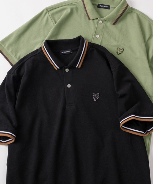 LYLE&SCOTT（ライルアンドスコット）の「【71】【LYLE & SCOTT/ライル&スコット】ワンポイント刺繍 鹿の子 リブライン ポロシャツ（ポロシャツ・メンズ・グレー/ブラック/グリーン/ホワイト/ネイビー/ピンク・M/XL/L）」の2枚目の写真