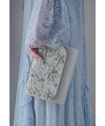 花柄ビーズ刺繍クラッチバッグ　表も、裏も超豪華 ビーズ刺繍ボックスクラッチバッグ/MOB008【結婚式/オケージョン
