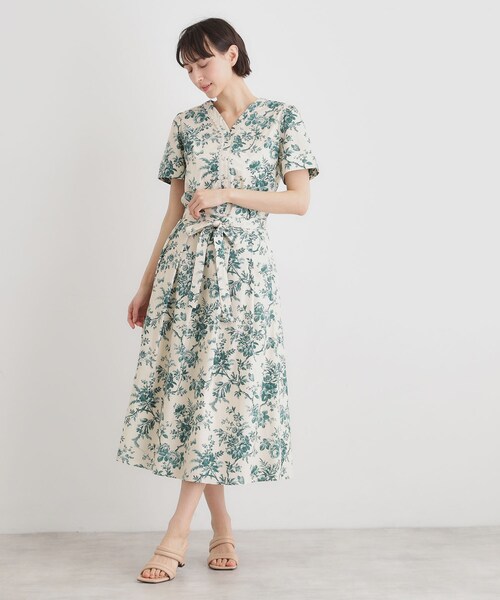 LAURA ASHLEY(ローラアシュレイ)の「【洗える/コットン100%/ウエストゴム/3colors】ウォールド ガーデン柄スカート(スカート・レディース・ブルー系/ダークグリーン系/ネイビー系・38/40)」の6枚目の写真