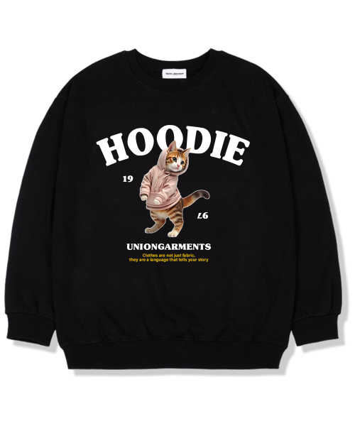 Union Garments(ユニオンガーメンツ)の「フードパーカー起毛裏地オーバーサイズスウェットTシャツブラック(スウェット・レディース・その他・L/XL/XXL)」の1枚目の写真