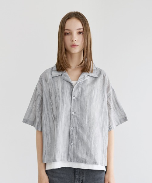 LILL(リル)の「テクスチャ―ワッシャーハーフスリーブリラクシングシャツ(シャツ/ブラウス・メンズ・ブラック/グレー・XL/L/M/S)」の10枚目の写真