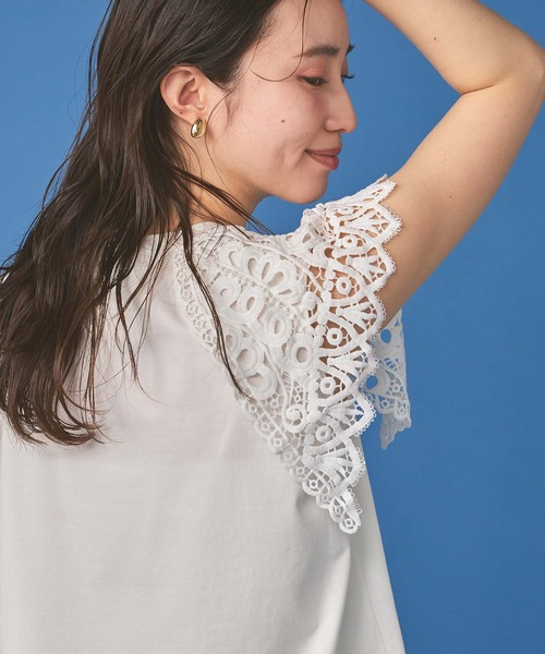 Gready Brilliant（グレディブリリアン）の「ＢＩＧレースカラーノースリー部カットソー（Tシャツ/カットソー・レディース・オフホワイト/ブラック・FREE）」の12枚目の写真
