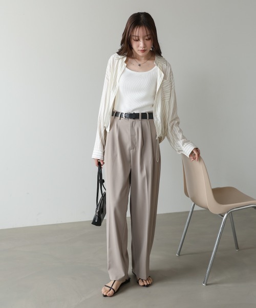 Bab(バブ)の「【サイズ展開あり】ツータックセンタープレススラックス(スラックス・レディース・ピンク/モカ/イエロー・M/S)」の5枚目の写真