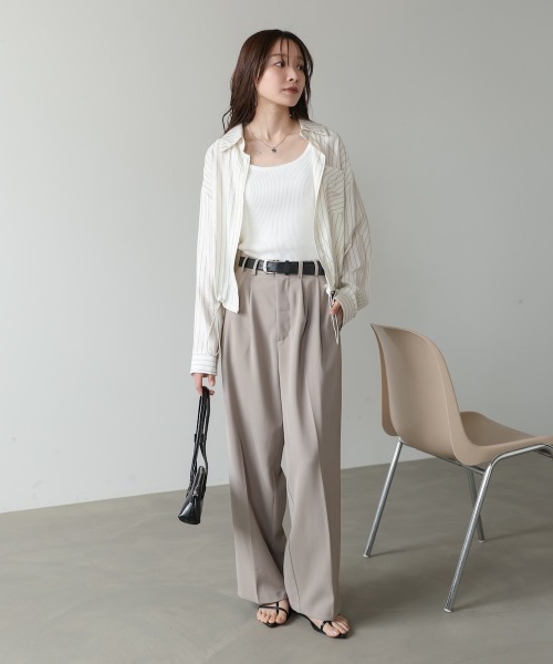 Bab(バブ)の「【サイズ展開あり】ツータックセンタープレススラックス(スラックス・レディース・ピンク/モカ/イエロー・M/S)」の14枚目の写真