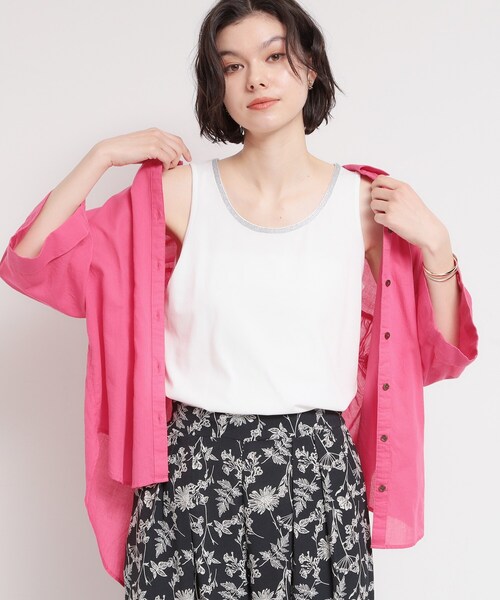 THE SHOP TK (ザ ショップ ティーケー )の「【ひんやり】顔周りがぱっと華やぐ きらり艶めくタンクトップ(タンクトップ・レディース・オフホワイト/ブラック/ライトグレー・13/12)」の11枚目の写真