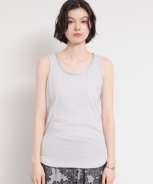 THE SHOP TK (ザ ショップ ティーケー )の「【ひんやり】顔周りがぱっと華やぐ きらり艶めくタンクトップ(タンクトップ・レディース・オフホワイト/ブラック/ライトグレー・13/12)」の18枚目の写真