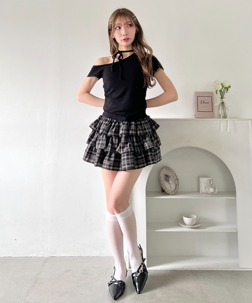 Loueme(ルエム)の「オフショルチョーカートップス(Tシャツ/カットソー・レディース・ホワイト/ブラック/ライトブルー・FREE)」の9枚目の写真