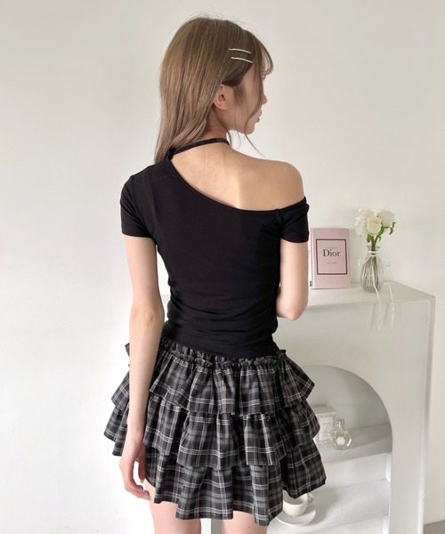 Loueme(ルエム)の「オフショルチョーカートップス(Tシャツ/カットソー・レディース・ホワイト/ブラック/ライトブルー・FREE)」の7枚目の写真