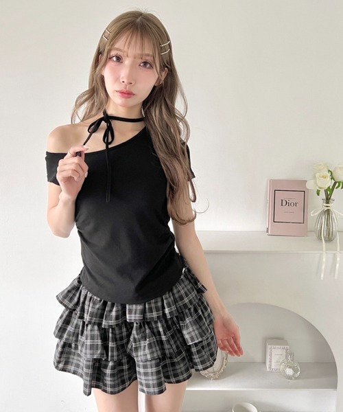 Loueme(ルエム)の「オフショルチョーカートップス(Tシャツ/カットソー・レディース・ホワイト/ブラック/ライトブルー・FREE)」の5枚目の写真