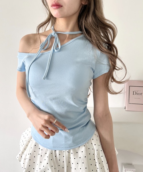 Loueme(ルエム)の「オフショルチョーカートップス(Tシャツ/カットソー・レディース・ホワイト/ブラック/ライトブルー・FREE)」の15枚目の写真