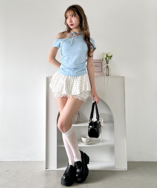 Loueme(ルエム)の「オフショルチョーカートップス(Tシャツ/カットソー・レディース・ホワイト/ブラック/ライトブルー・FREE)」の20枚目の写真