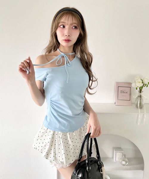 Loueme(ルエム)の「オフショルチョーカートップス(Tシャツ/カットソー・レディース・ホワイト/ブラック/ライトブルー・FREE)」の16枚目の写真