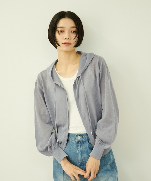 VICKY(ビッキー)の「ラメシアーニットパーカー(パーカー・レディース・ライトグレー/ブラック/オフホワイト・M)」の10枚目の写真