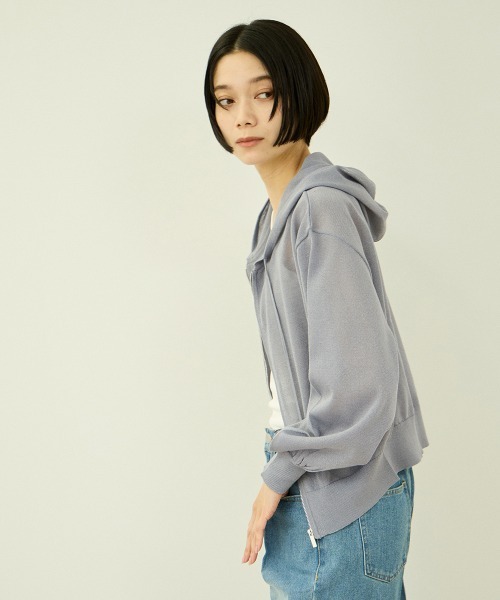 VICKY(ビッキー)の「ラメシアーニットパーカー(パーカー・レディース・ライトグレー/ブラック/オフホワイト・M)」の11枚目の写真