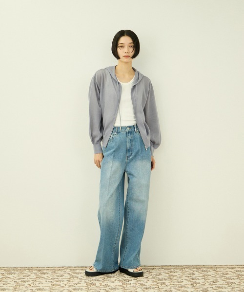 VICKY(ビッキー)の「ラメシアーニットパーカー(パーカー・レディース・ライトグレー/ブラック/オフホワイト・M)」の16枚目の写真