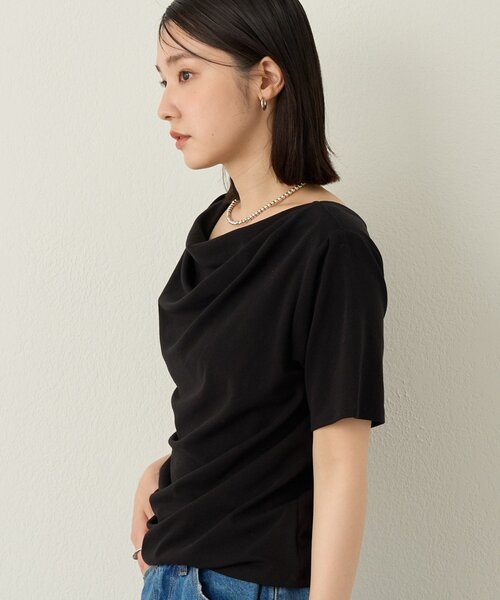 Omekashi(オメカシ)の「2way半袖ドレープTシャツ(Tシャツ/カットソー・レディース・ブラック/オフホワイト/ベージュ・FREE)」の21枚目の写真