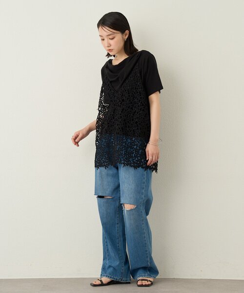 Omekashi(オメカシ)の「2way半袖ドレープTシャツ(Tシャツ/カットソー・レディース・ブラック/オフホワイト/ベージュ・FREE)」の17枚目の写真