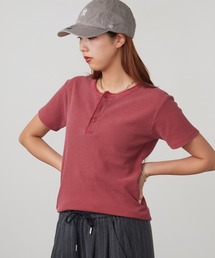 ピグメント加工ワッフルジャストフィットヘンリーネックT 半袖Tシャツ 秋 秋服 2026年秋冬