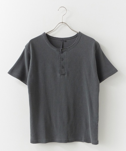 ROOPTOKYO(ループトウキョウ)の「ピグメント加工ワッフルジャストフィットヘンリーネックT 半袖Tシャツ 秋 秋服 2026年秋冬(Tシャツ/カットソー・メンズ・ブラック/ワインレッド・S/M/L)」の14枚目の写真