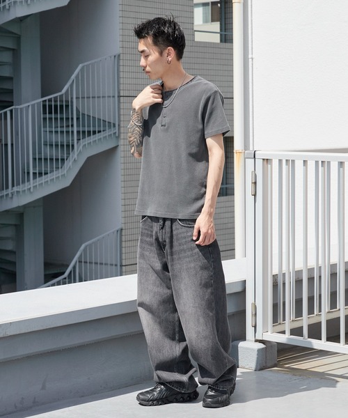 ROOPTOKYO(ループトウキョウ)の「ピグメント加工ワッフルジャストフィットヘンリーネックT 半袖Tシャツ 秋 秋服 2026年秋冬(Tシャツ/カットソー・メンズ・ブラック/ワインレッド・S/M/L)」の8枚目の写真