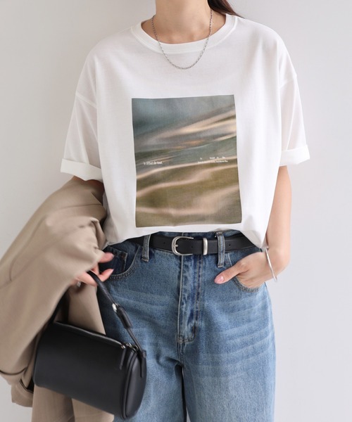 andme（アンドミー）の「【選べるプリントデザイン】半袖ロゴTシャツ【UVカット/接触冷感】（Tシャツ/カットソー・レディース・ホワイト系その他/オフホワイト・FREE）」の2枚目の写真